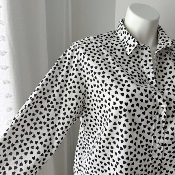 Grayson The Hero White Black Heart Print Cotton Oversized Button Down Shirt 5 XL - Picture 2 of 9